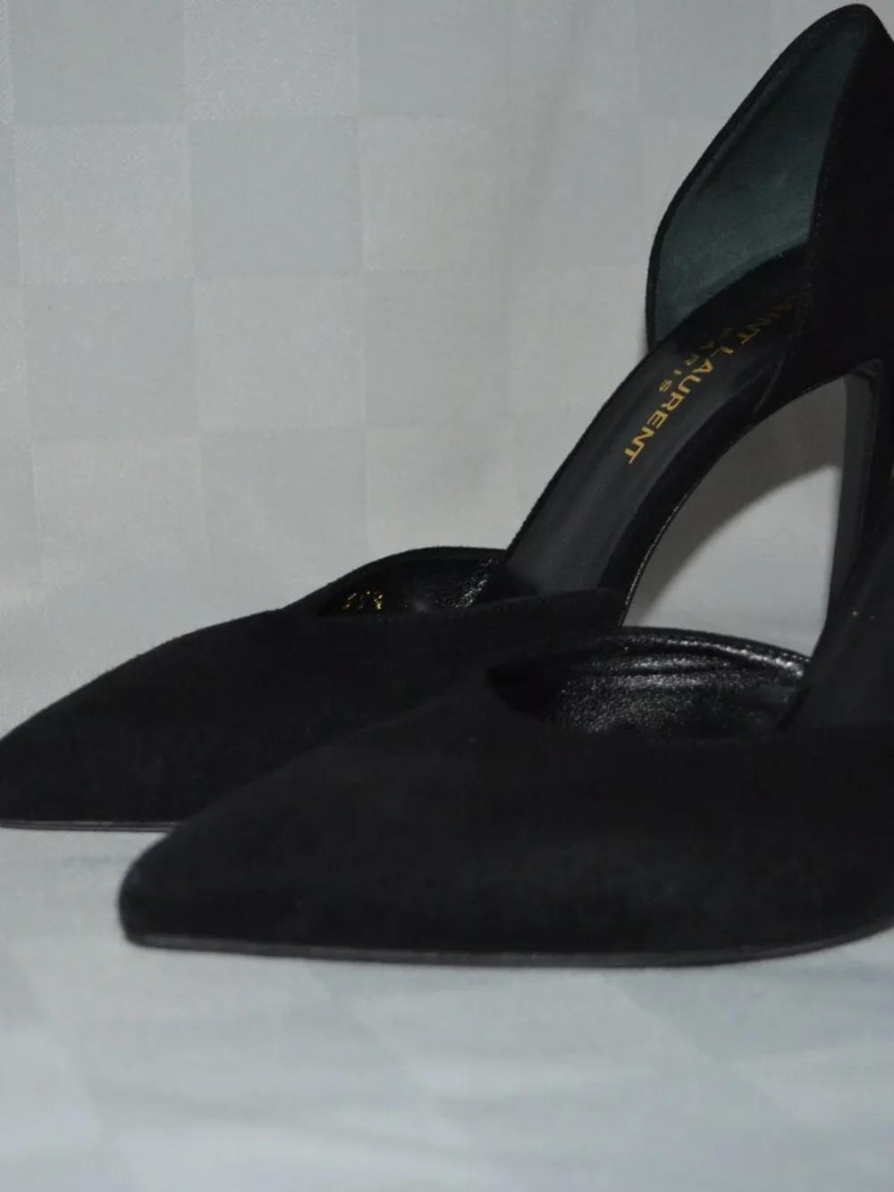 $1095 Sz 35.5 SAINT LAURENT D'Orsay Black Suede Pumps 4" Heels - Picture 2 of 7
